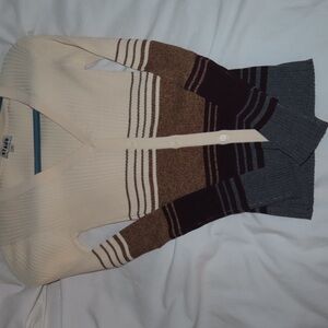 STAUD Men's Cardigan - Cream, Brown, and Gray